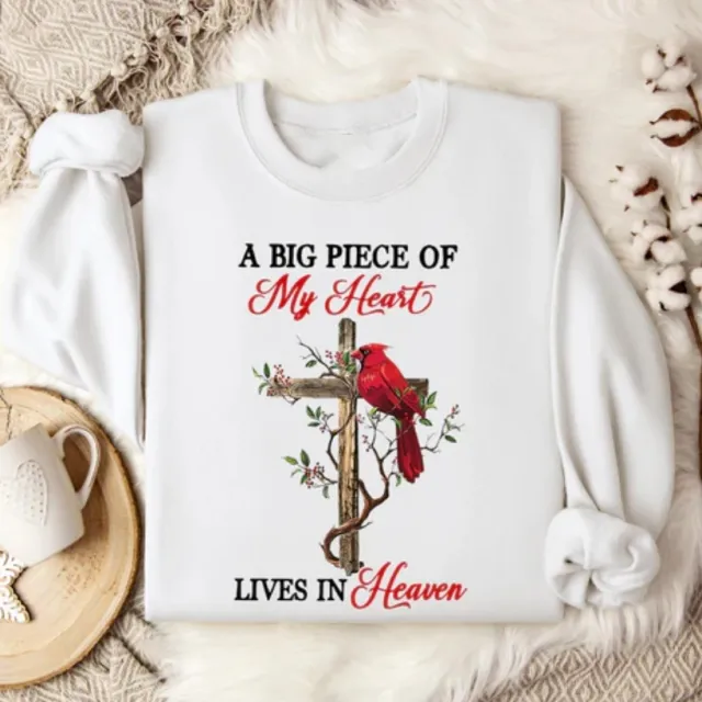 A Large Piece Of My Heart Living In Heaven Sweatshirt White - Shop at LoveMi