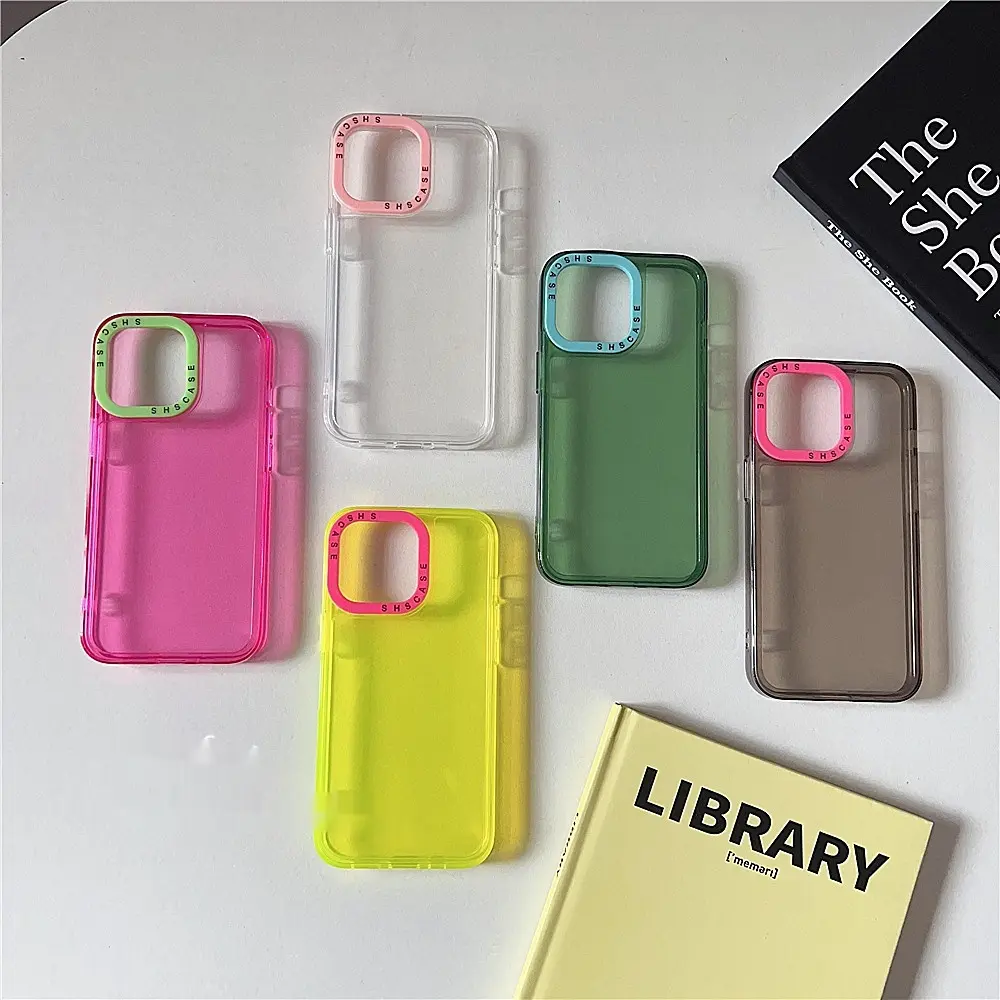 Simple Personality Contrast Color Lens Frame Fluorescent Transparent Phone Case