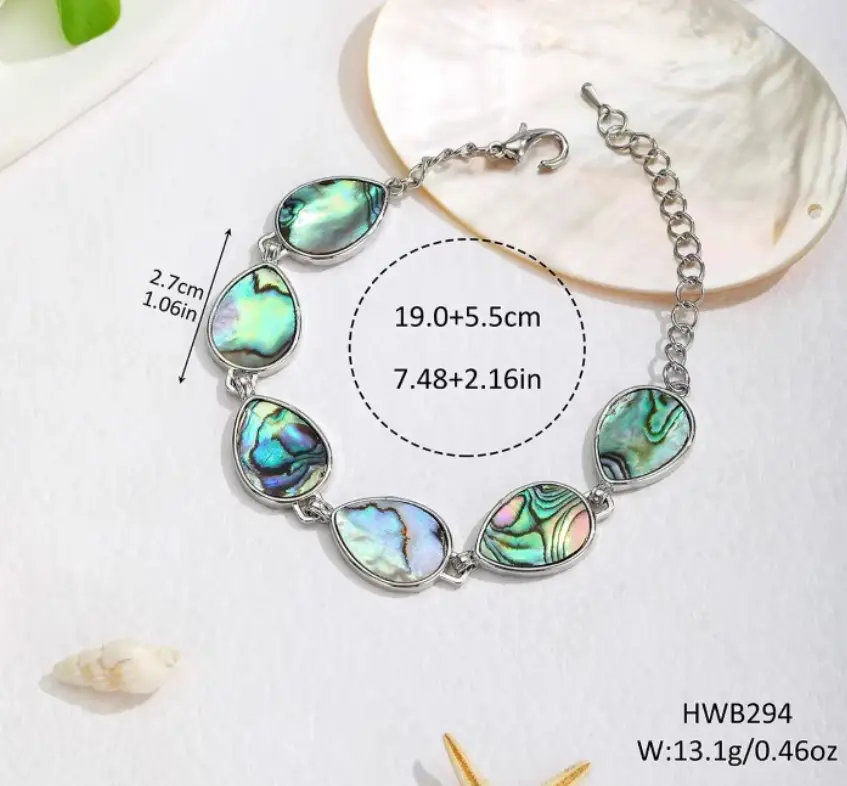 Teardrop-shaped Abalone And Shellfish Bracelet