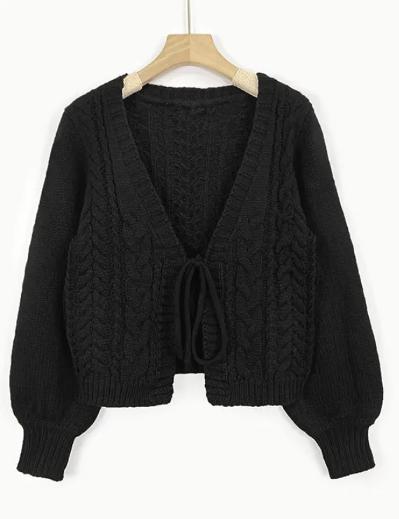 Autumn And Winter Thin Idle Style Outer Design Blouse Deep V neck Top Black - Shop at LoveMi