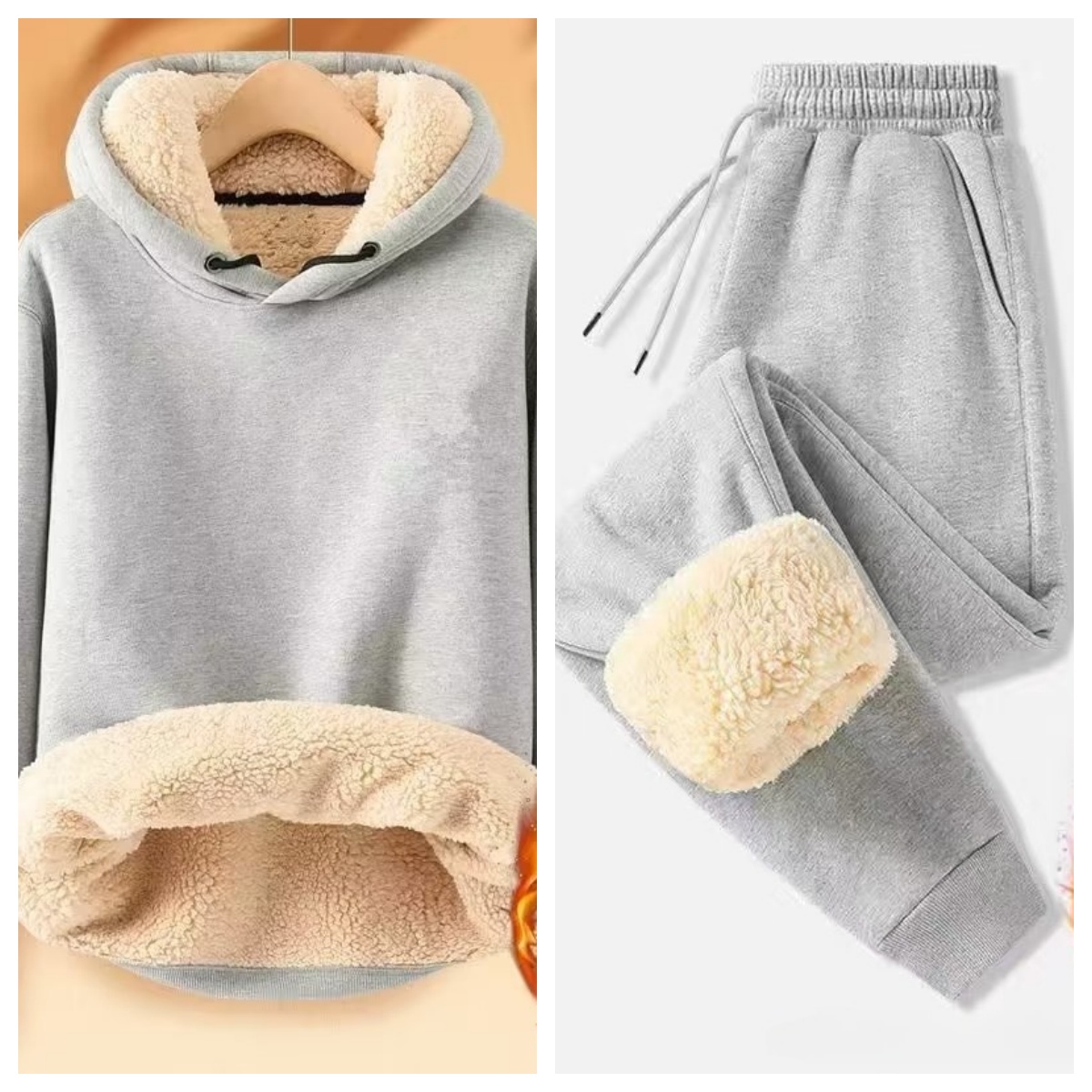 Men's Fleece Hoodie Winter Lined Padded Warm Keeping Loose Hooded Sweater - Image 17