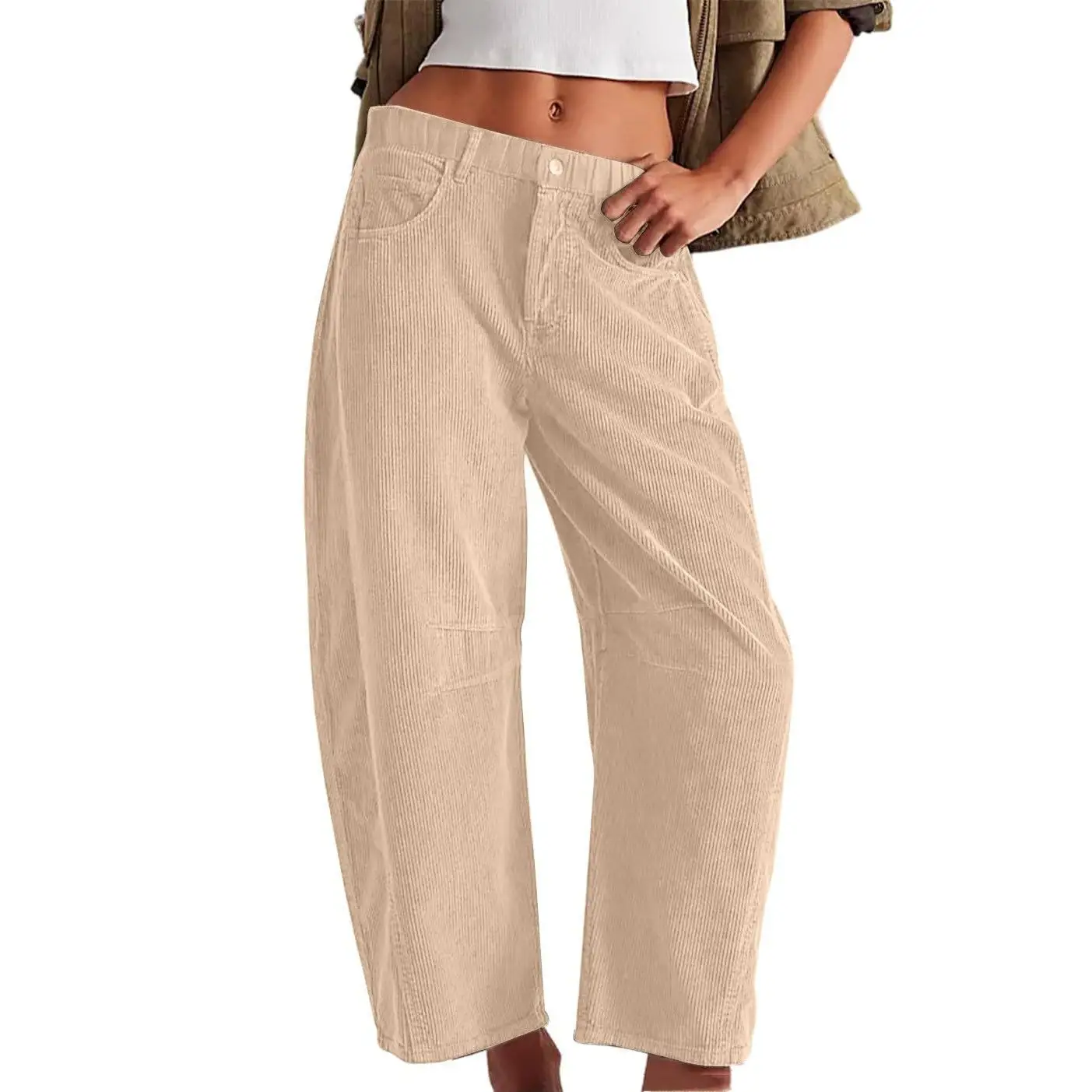 European And American Corduroy Loose Straight Trousers Women
