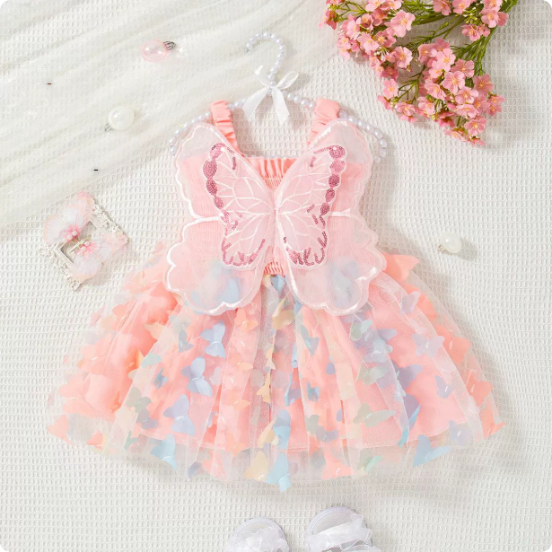 Butterfly Wings Baby Girl Princess Dress