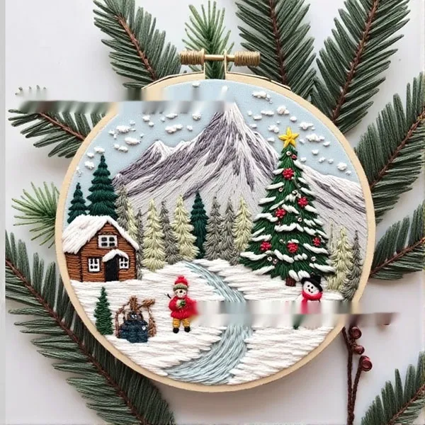 Christmas Embroidery Handmade Diy Material Package Fabric Embroidery - Cx1325 Christmas Snow 3