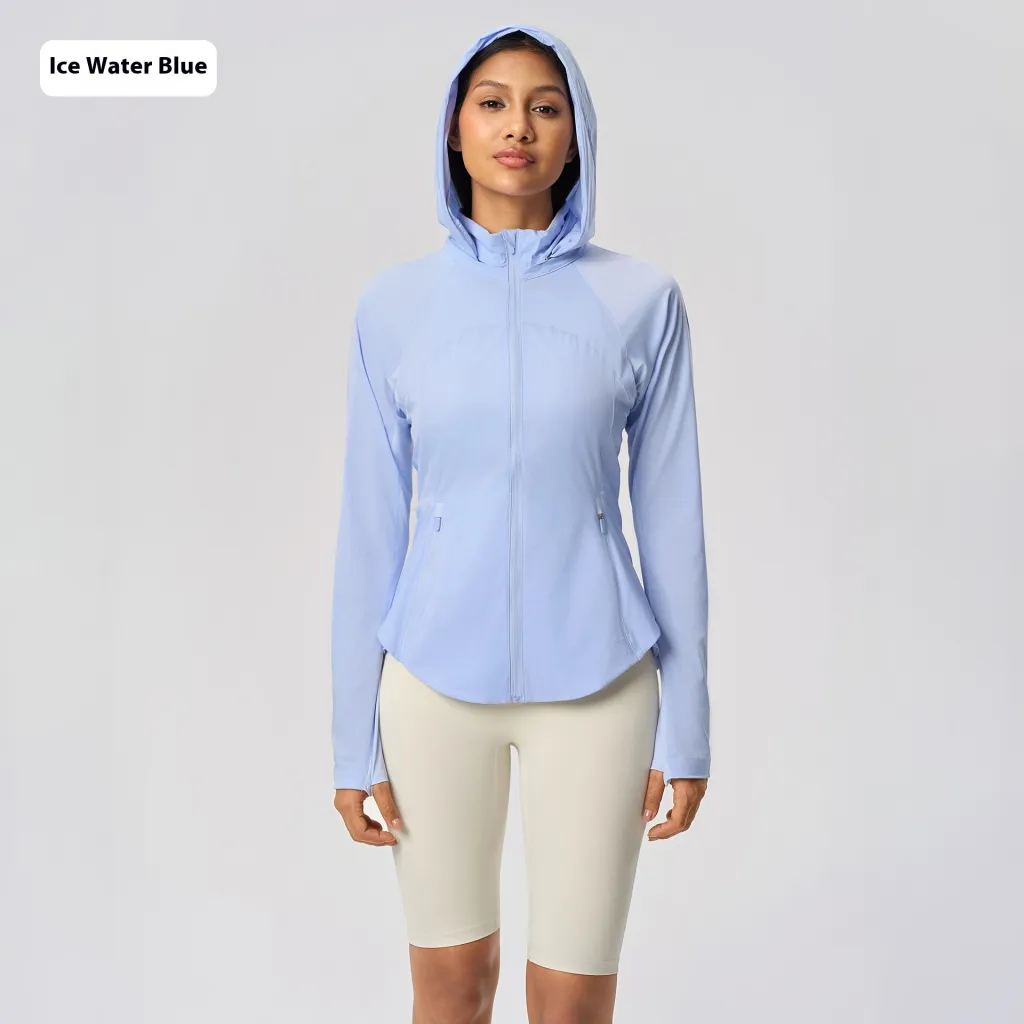 Hooded Sun Shade UV Protection Ice Feeling Quick-drying Breathable Jacket - Ice Blue