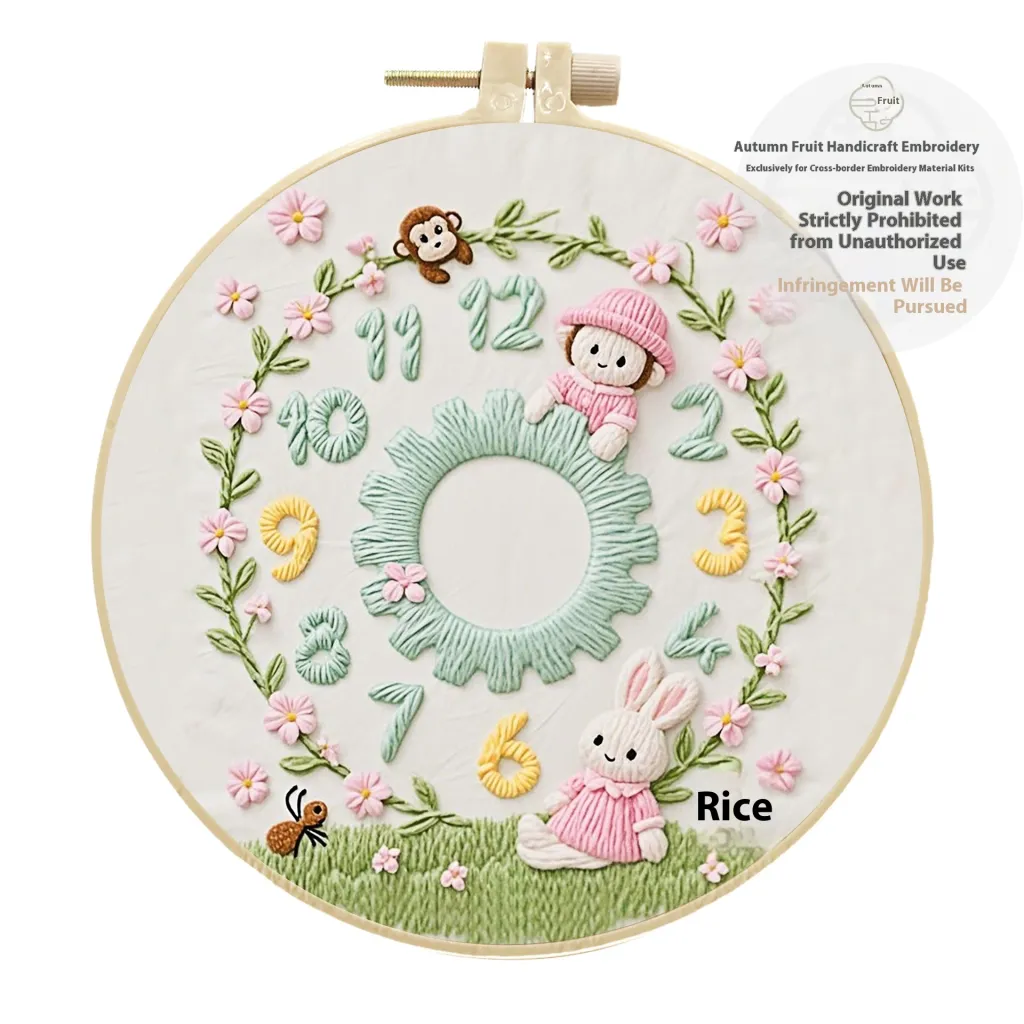 Clock Decoration Embroidery Diy Creative Simple Handmade Kit Material Package - Playful Clock