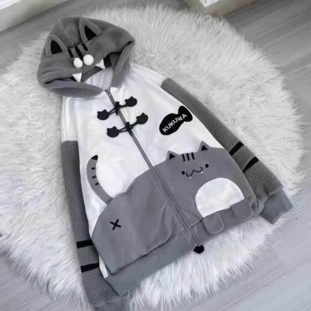 Retro Alphabet Embroidered Hoodie Women's Autumn And Winter New Light Gray - Shop at LoveMi