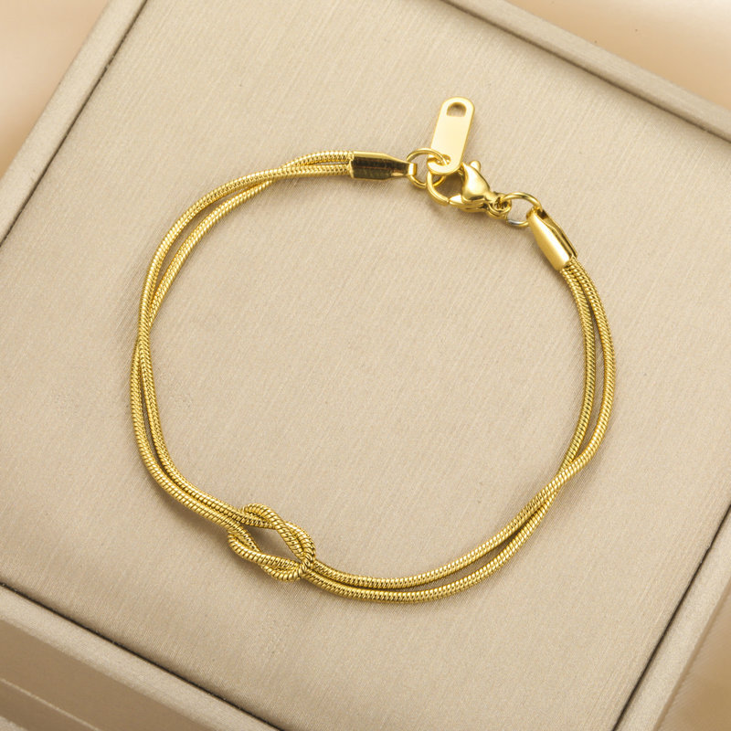 Fashion double-layer knotted snake bones chain bracelet