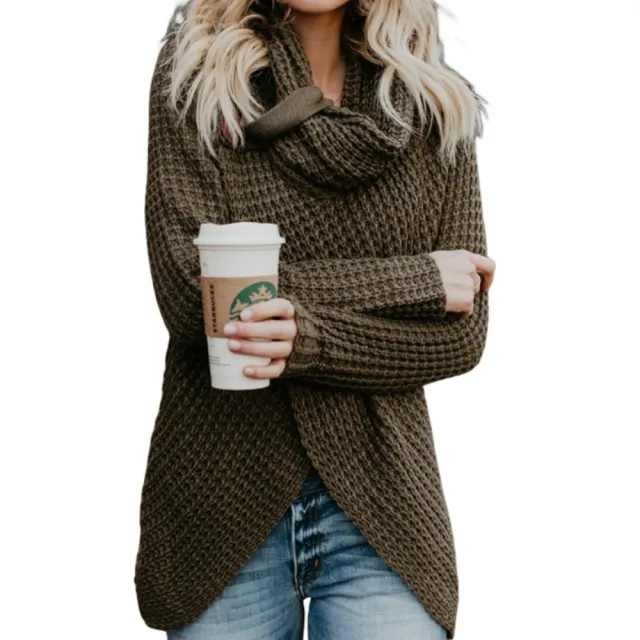 Pullover Button High Lapel Pullover Women's Sweater Dark Brown - Shop at LoveMi