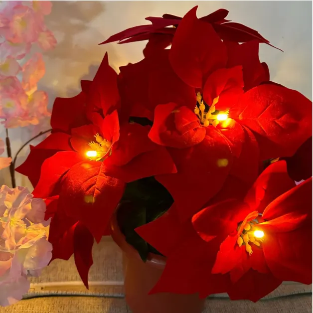 Door Frame Escalator Decoration Red Flower String Lights – image 6