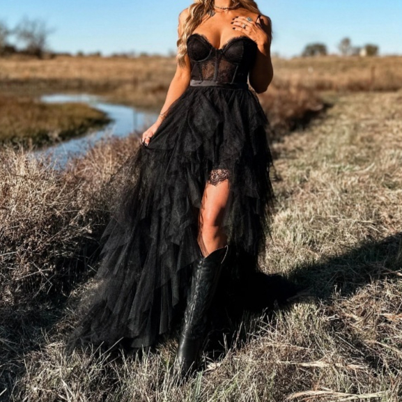 Versatile Solid Color Casual Summer New Mesh Dress Women Black - Shop at LoveMi