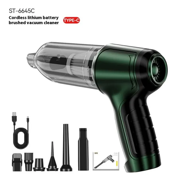 Car Wireless Blowing And Suction Integrated Vacuum Cleaner One click High Power Dark Green - Shop at LoveMi