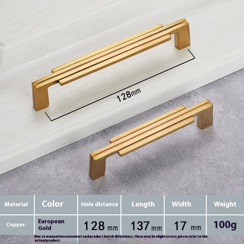 Furniture Wardrobe Drawer Cabinet Brass Handle 128Mm European Gold - Shop at LoveMi