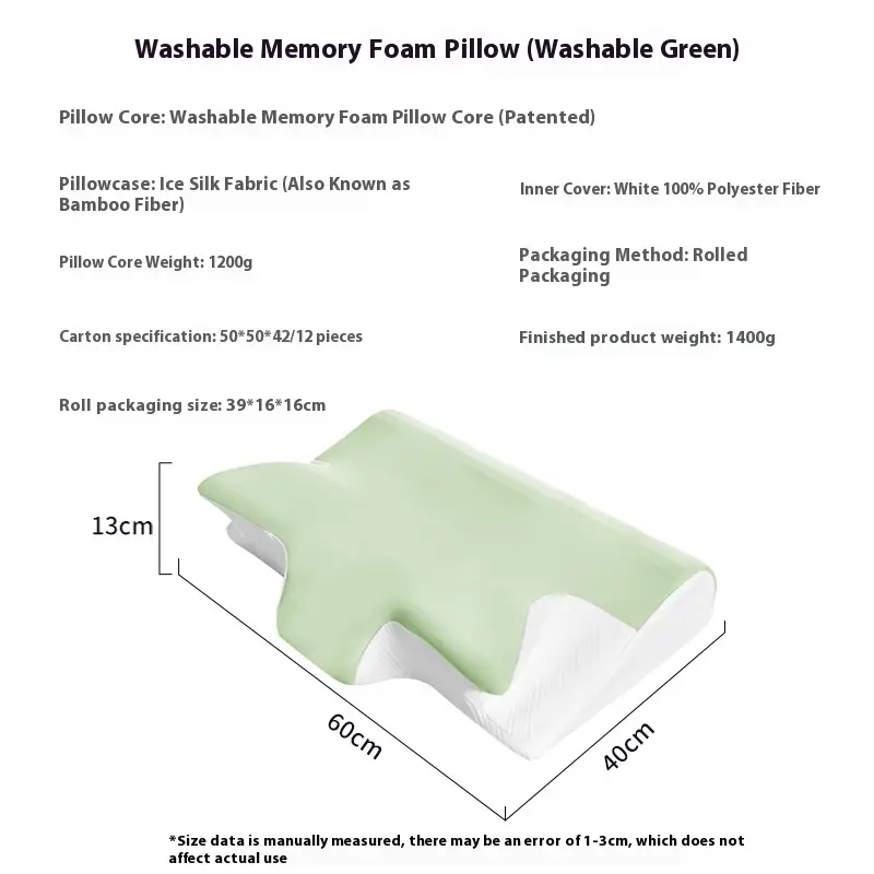 Washable Memory Foam Pillow Sleep Neck Protector