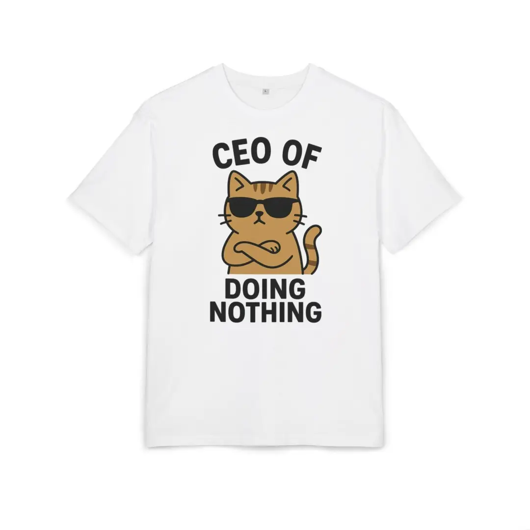Men's Funny Cat Print Round Neck Short Sleeve