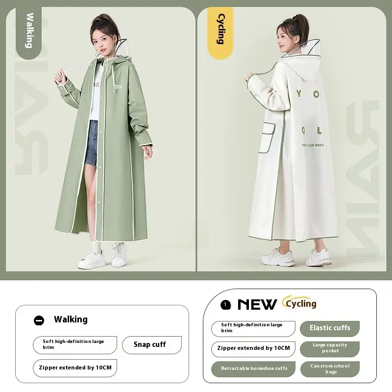 Outer Wear Long Full Body Rainproof Electric Car Human Car Separation Raincoat For Women