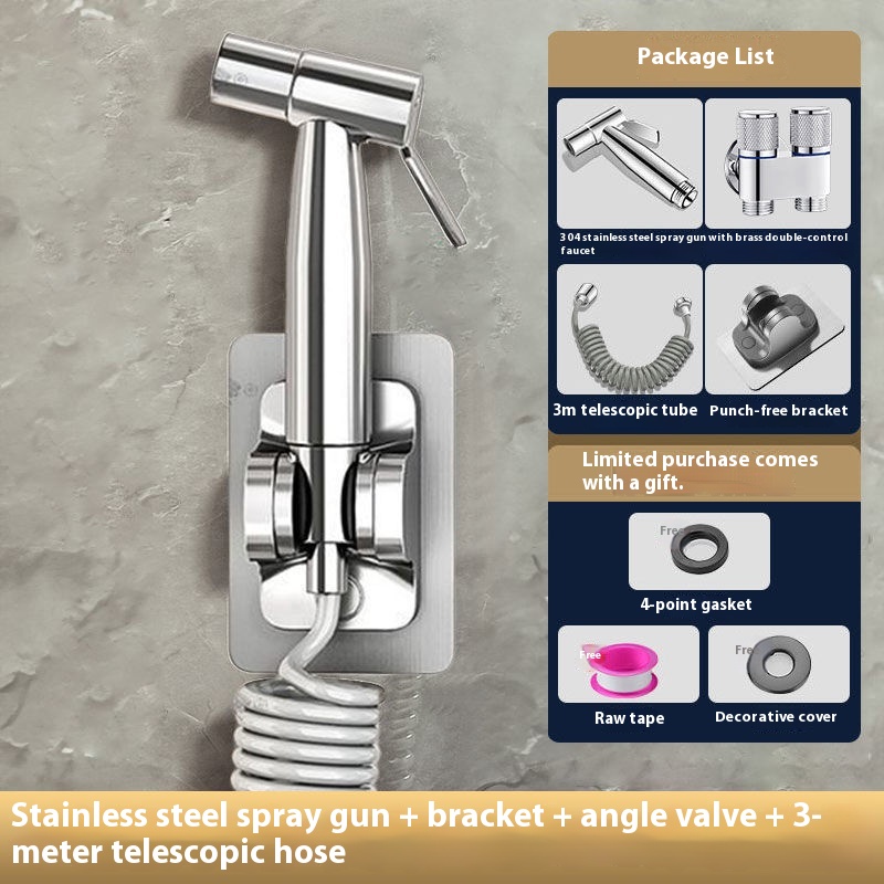 Toilet Spray Gun Accessory Flush Stainless Steel Faucet