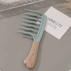 Double Row Big Tooth Hair Curling Comb Wide Tooth Non-knotted Shunfa Lady - Ocean Green - View 1