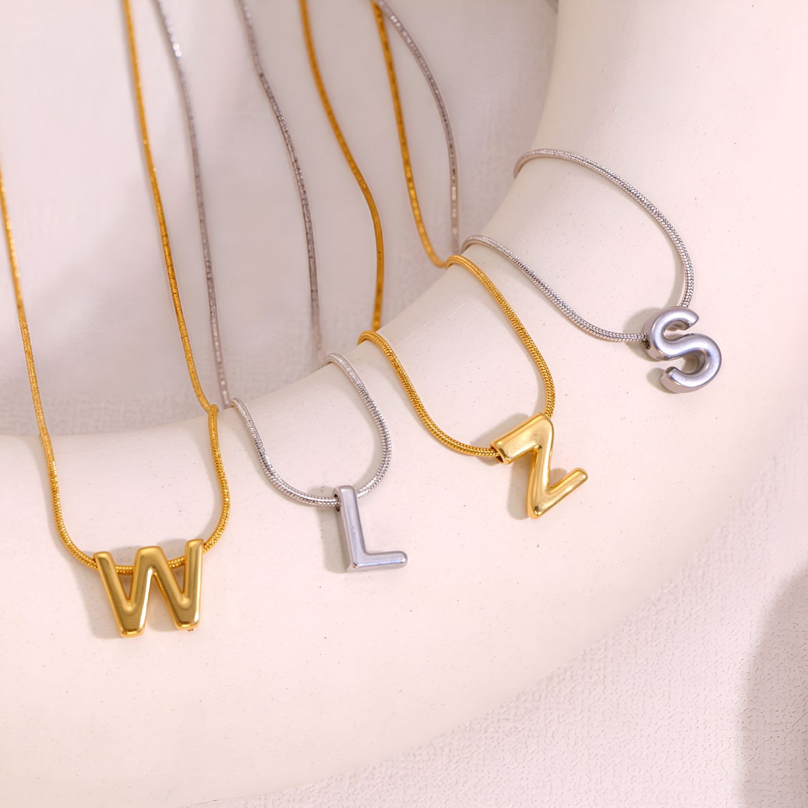 18k Gold Titanium Steel Necklace With 26 English Letters