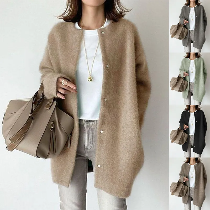 Ins Single Breasted Cardigans Fashion Solid Color Knitted Jacket Women's Autumn Spring Clothing