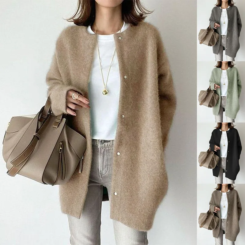 Single Breasted Cardigans Fashion Solid Color Knitted Jacket Women's