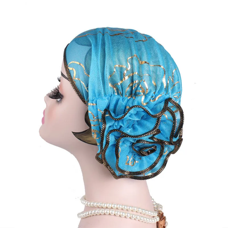 Black Gold Rose Sleeve Cap - Light Blue