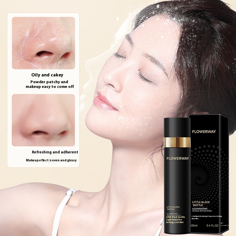 Small Black Bottle Light Sense Makeup Mist Spray Fast Film Forming Long-lasting Finishing
