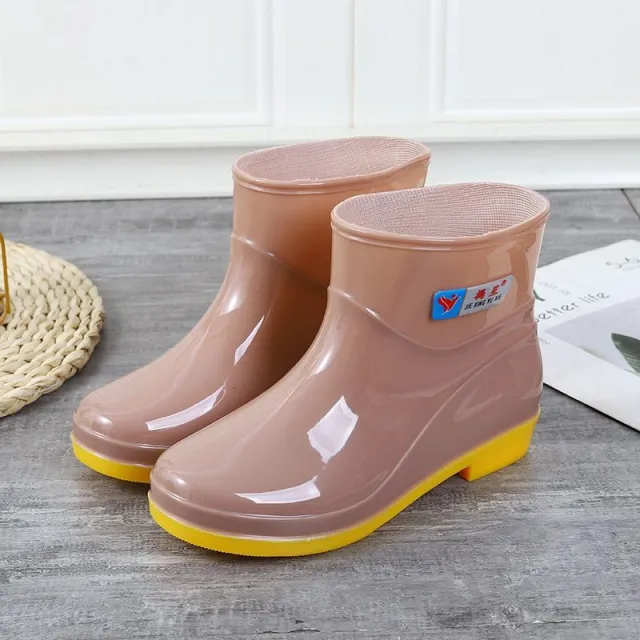 Women's Low cut Rain Boots Non slip Waterproof Tendon Bottom Apricot - Shop at LoveMi