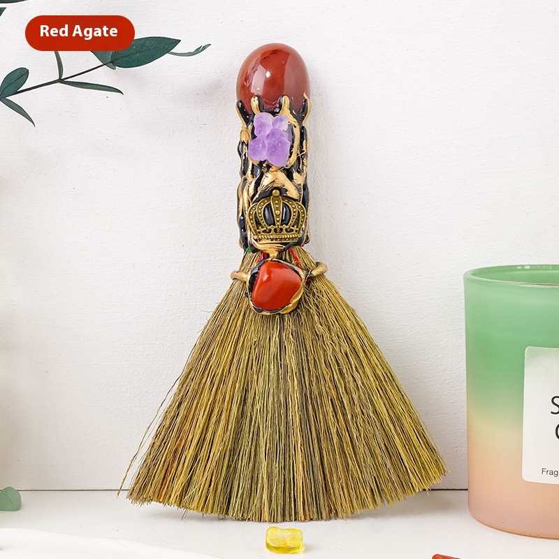 Natural crystal rolling stone broom holiday decoration