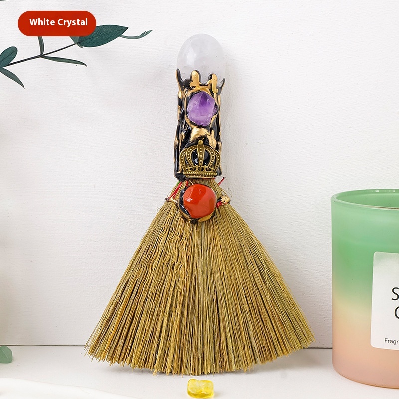 Natural crystal rolling stone broom holiday decoration