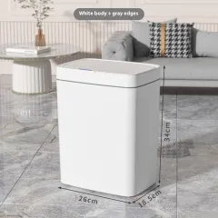 Induction Smart Household Automatic Trash Can Bathroom Kitchen - White - View 1