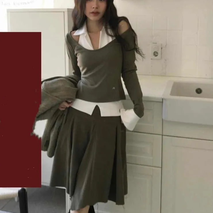 Slim-fit And Slim Bottoming Shirt - Grey