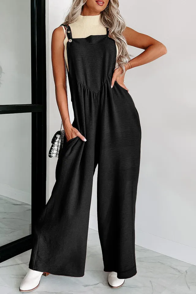 Casual Loose Drooping High Waist Wide Leg Pants For Women Black - Shop at LoveMi