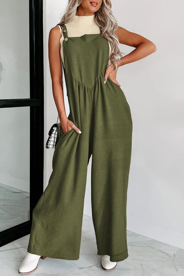 Casual Loose Drooping High Waist Wide Leg Pants For Women Army Green - Shop at LoveMi