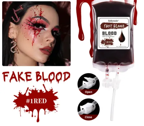 Red Blue Colorful COS Ghost Face Painting Liquid Red - Shop at LoveMi