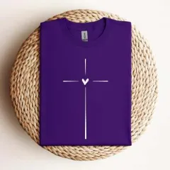 Loose Men's And Women's Round Neck Short Sleeve - Purple - View 1