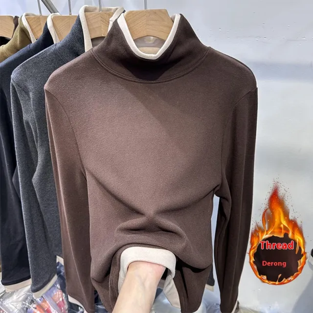 Commuter's All matching Slimming Outside Wear Bottoming Top Brown - Shop at LoveMi