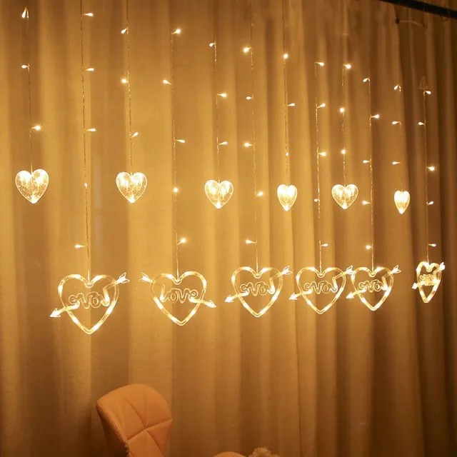 Led Heart shaped Decorative Curtain Decorative Lights Love - Shop at LoveMi
