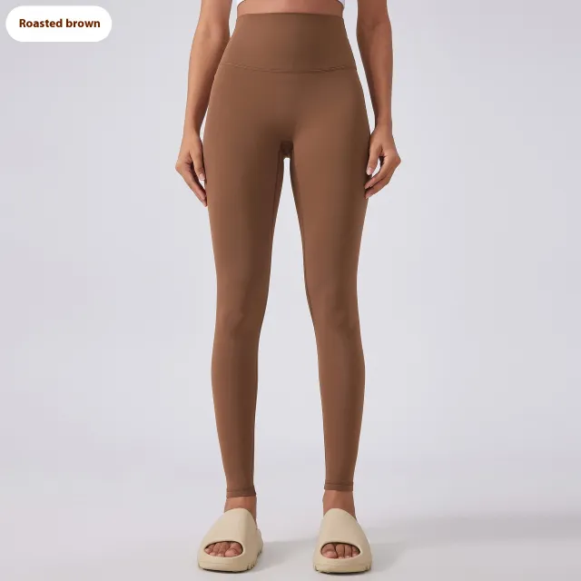 Nude Feel No T line Fitness High Waist Hip Lift Sports Yoga Pants Baked Brown - Shop at LoveMi