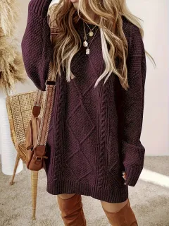 Winter New Loose And Lazy Style Dress Sweater - Purple - View 1