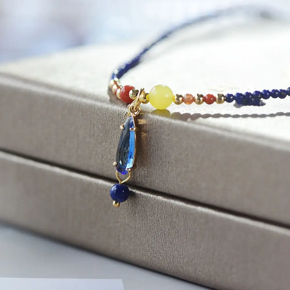 Natural Lapis Lazuli 2mm Ultra-fine Three-ring Bracelet For Women