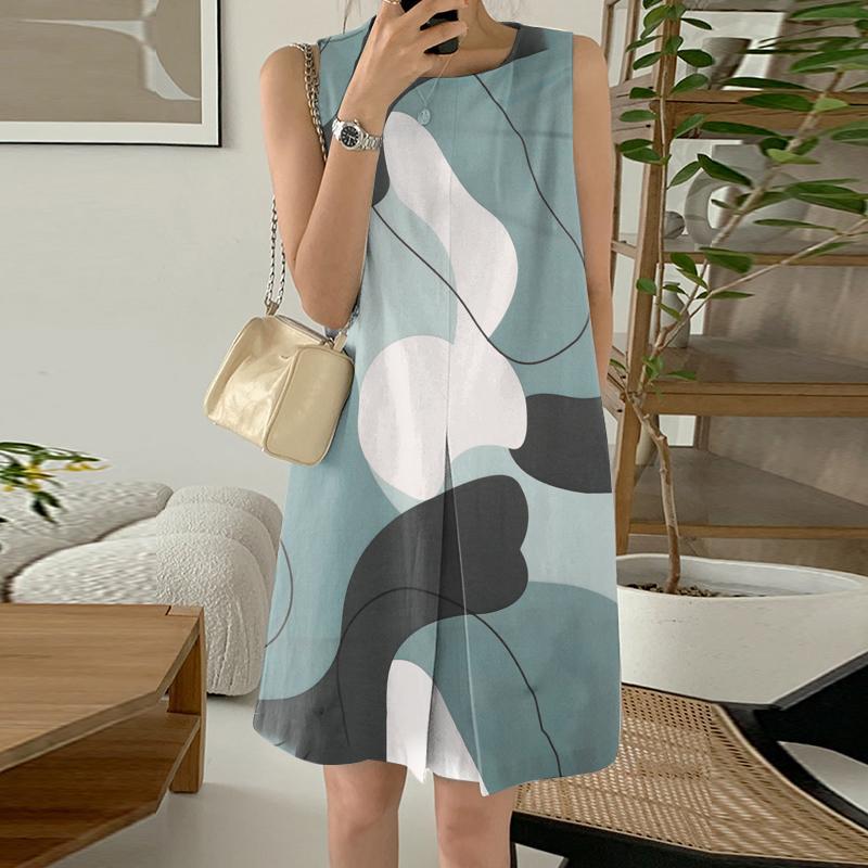 Women's Short Sleeveless Printed Dress
