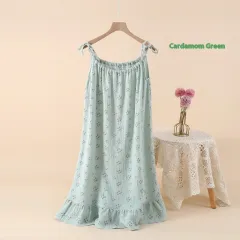 Crepe Gauze Vest Suspenders Nightdress Long Dress Pyjamas - Trimeresurus Wine Flowers - View 1
