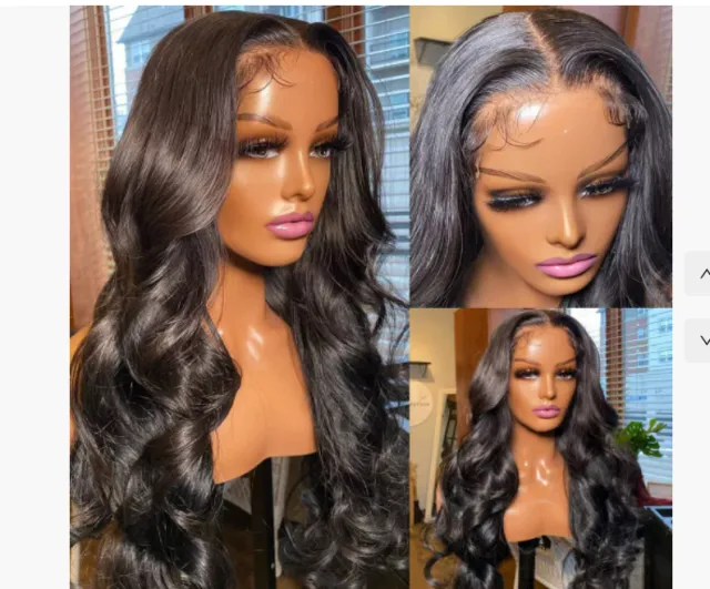 Black Medium Large Wave Full head Wig Utton Mesh Lace Mesh 34Inch - Shop at LoveMi