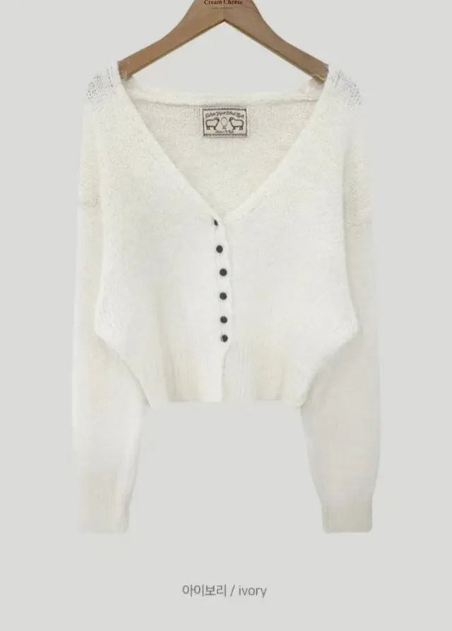 Retro V neck Mixed Cashmere Long sleeved Knitted Sweater Coat White - Shop at LoveMi