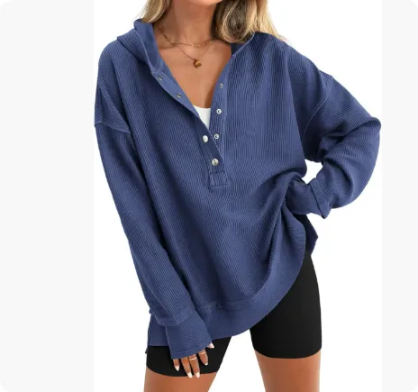 Autumn And Winter Solid Color Loose Raglan Sleeve Sweater Blue - Shop at LoveMi