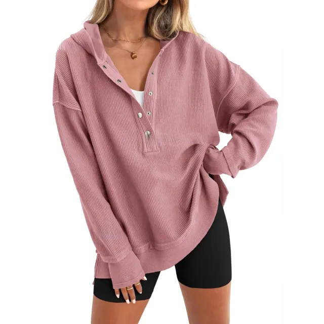 Autumn And Winter Solid Color Loose Raglan Sleeve Sweater Peach Dusty rose/mauve pink - Shop at LoveMi