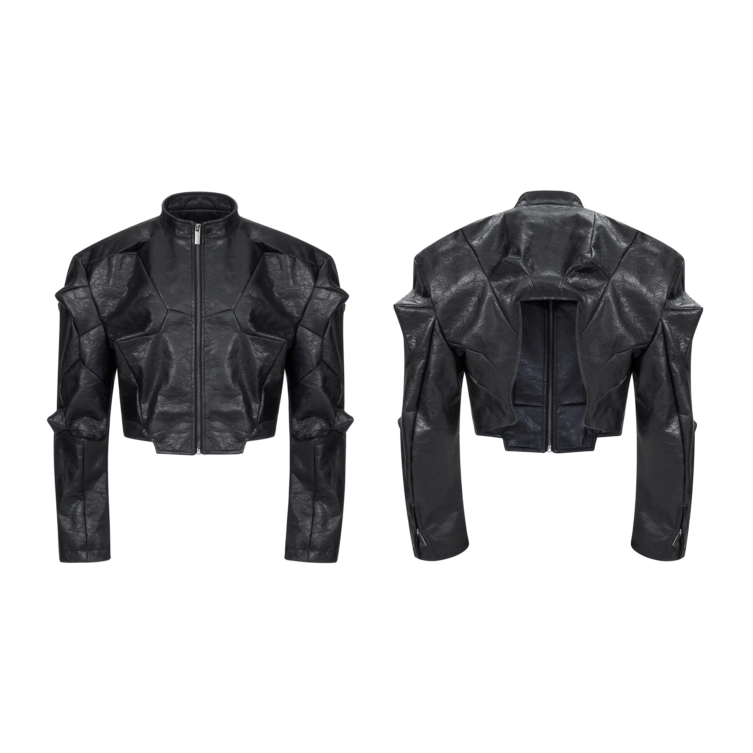 Special-shaped Deconstruction Stitching Pu Leather Pants Men's Autumn