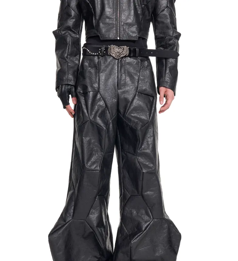 Special-shaped Deconstruction Stitching Pu Leather Pants Men's