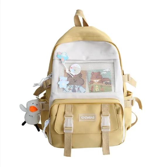 Waterproof School Bag Korean Version Wild Backpack Women Large Capacity Yellow - Shop at LoveMi